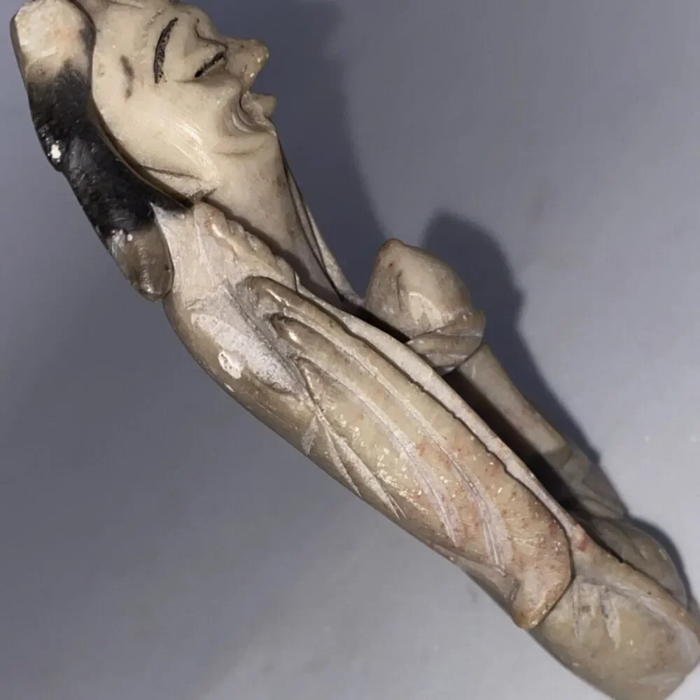 Vintage Chinese Soapstone Shou Lao Immortal Figure Hand Carved Artifact